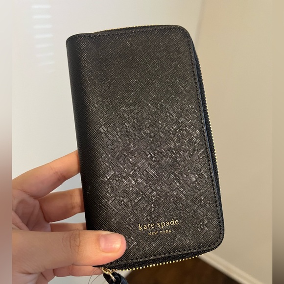 BLACK KATE SPADE PHONE CASE/ WALLET IPHONE X/XS - Picture 1 of 7